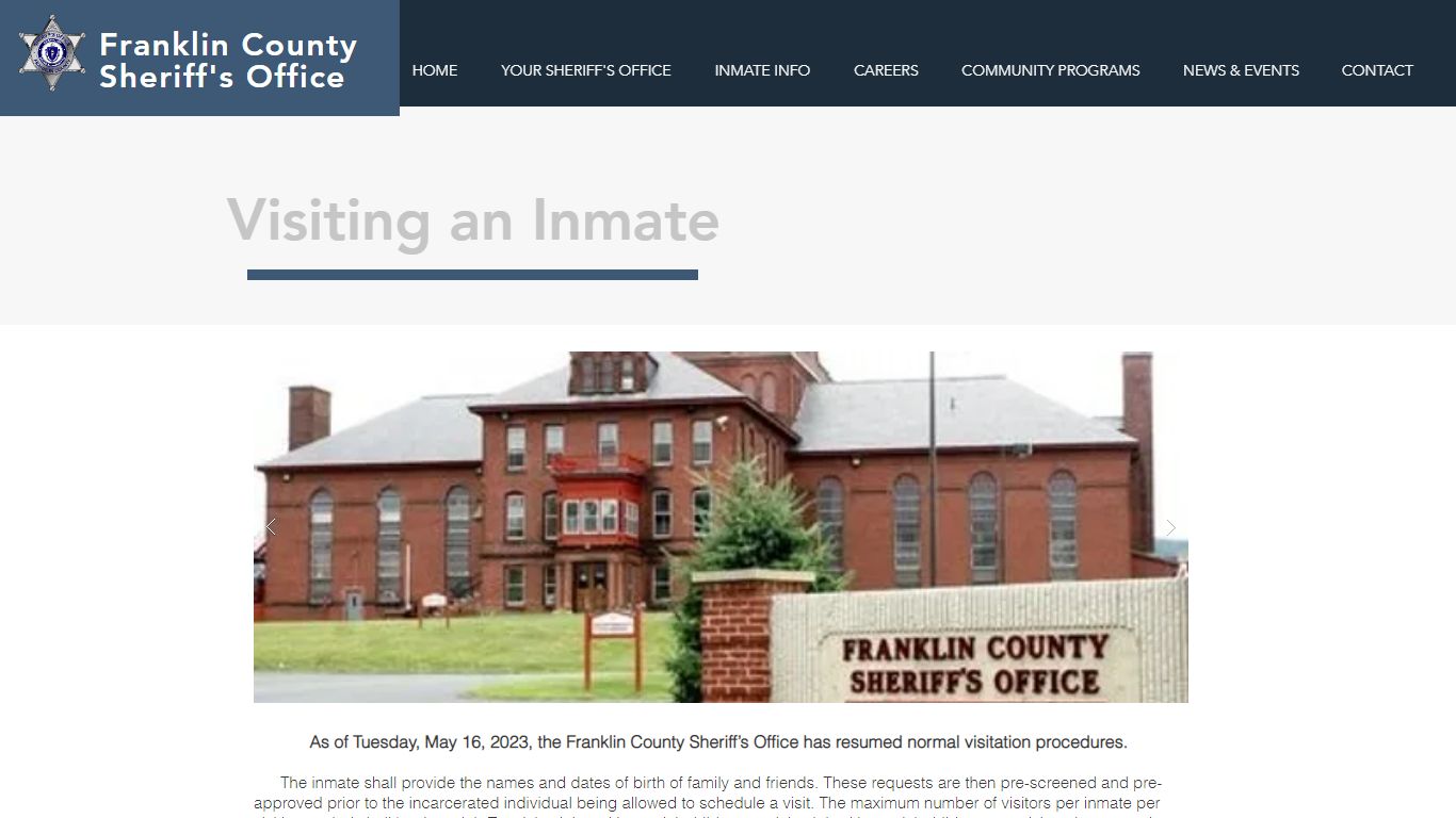 Visiting an Inmate | Fcso